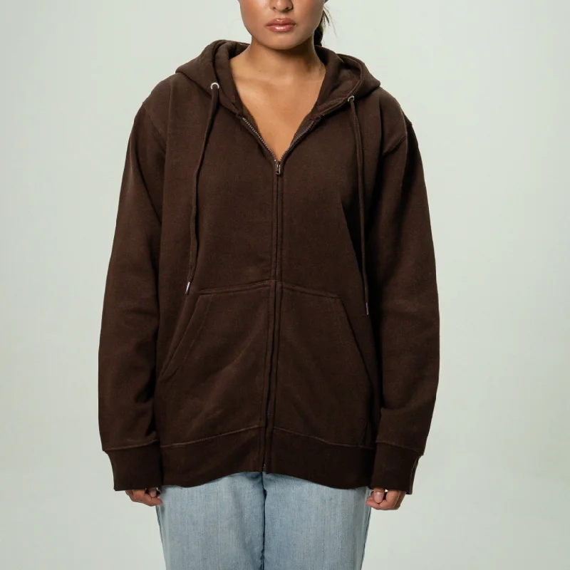 Brown Women's Heavy Blend Full-Zip Hooded SweatShirt Hoodie with Neon Bright Vibrant Brown Women's Heavy Blend Full-Zip Hooded SweatShirt Hoodie with Neon Bright Vibrant