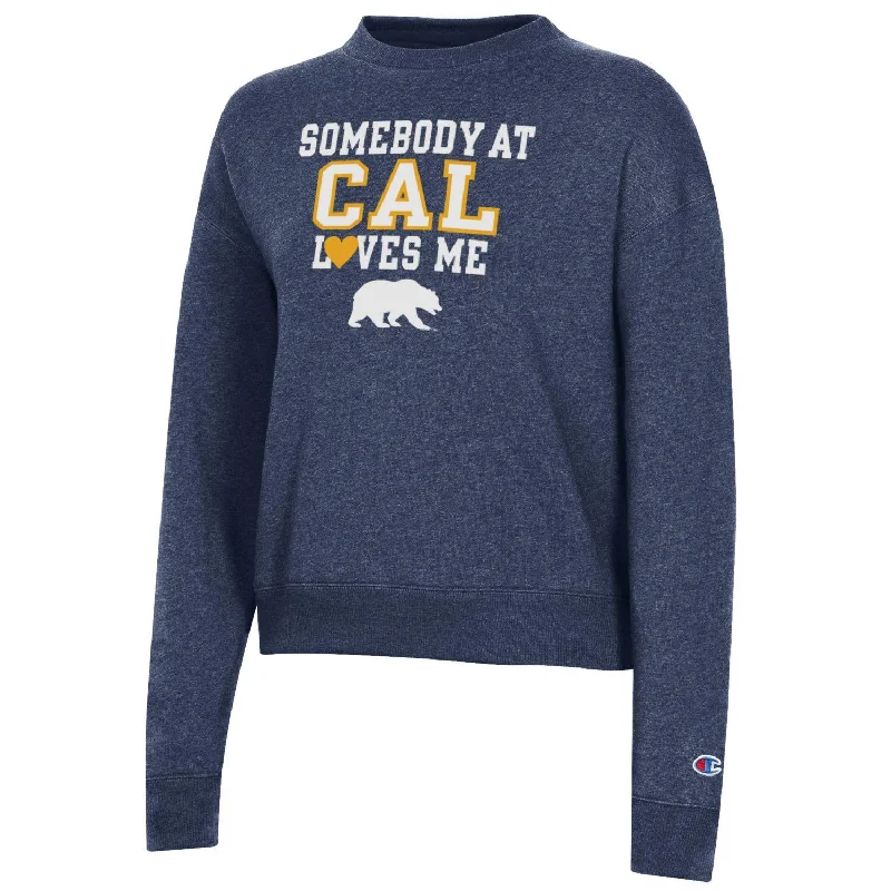 U.C. Berkeley Somebody at Cal loves me Champion Triumph crewneck sweatshirt-Navy Hoodie with Ribbed Cuffs Snug Fit Comfort U.C. Berkeley Somebody at Cal loves me Champion Triumph crewneck sweatshirt-Navy Hoodie with Ribbed Cuffs Snug Fit Comfort