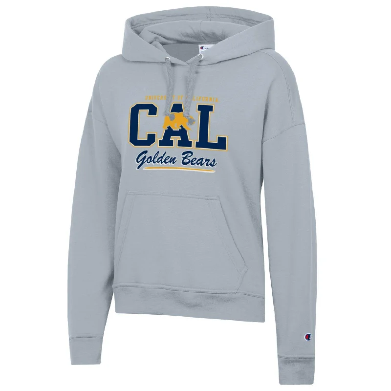 U.C. Berkeley Golden Bears & CAL block women's hoodie sweatshirt-Denim Blue Hoodie with Applique Textured Unique
