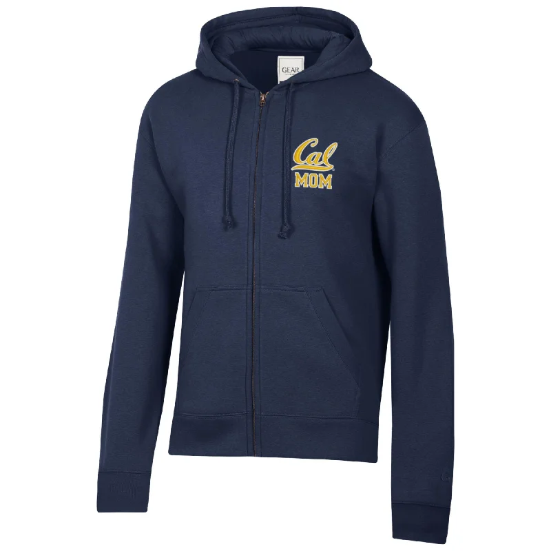 U.C. Berkeley Cal Mom embroidered left chest cotton rich zip-up hoodie sweatshirt-Navy Hoodie with Lace Feminine Delicate U.C. Berkeley Cal Mom embroidered left chest cotton rich zip-up hoodie sweatshirt-Navy Hoodie with Lace Feminine Delicate