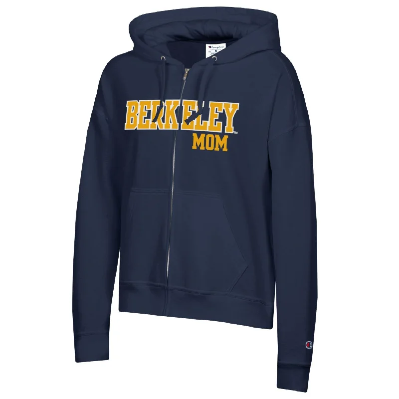 U.C. Berkeley Mom applique zip-up hoodie pebble fleece sweatshirt-Navy Hoodie with Hem Raw Edge Edgy Unfinished U.C. Berkeley Mom applique zip-up hoodie pebble fleece sweatshirt-Navy Hoodie with Hem Raw Edge Edgy Unfinished