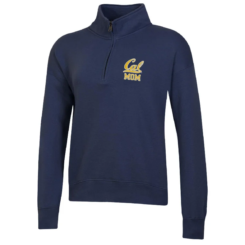 U.C. Berkeley Cal Mom embroidered Big Cotton women's 1/4 Zip sweatshirt-Navy Hoodie with Lining Warm Insulated U.C. Berkeley Cal Mom embroidered Big Cotton women's 1/4 Zip sweatshirt-Navy Hoodie with Lining Warm Insulated