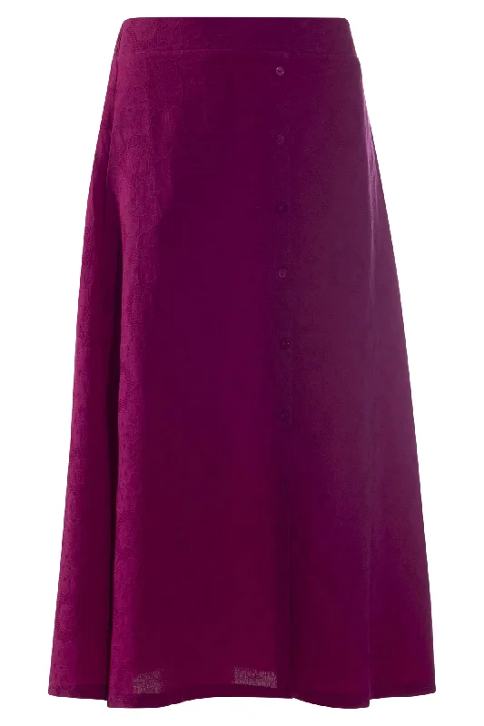 Cotton Blend Floral embossed Skirt | MAGENTA | 6135AR chiffon skirt airy