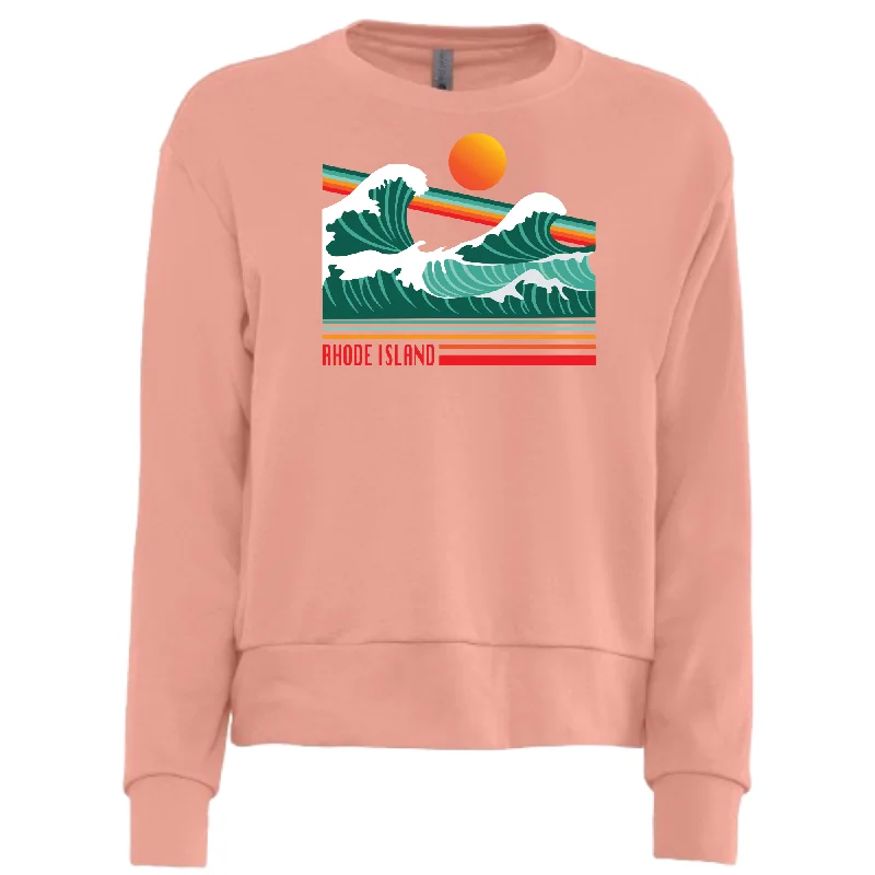Crashing Waves Desert Pink Women’s Vintage Sueded Crewneck Sweatshirt Hoodie with Applique Textured Unique Crashing Waves Desert Pink Women’s Vintage Sueded Crewneck Sweatshirt Hoodie with Applique Textured Unique