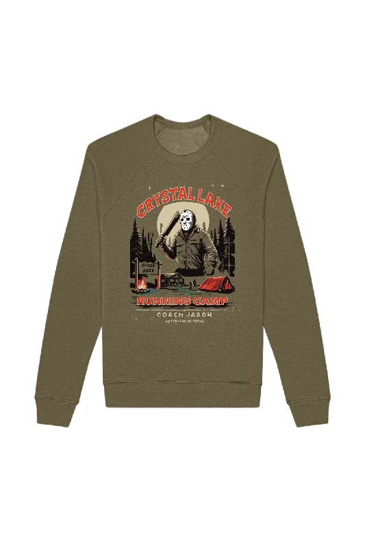 Crystal Lake Running Camp Sweatshirt Zip Hoodie Drawstring Kangaroo Pocket