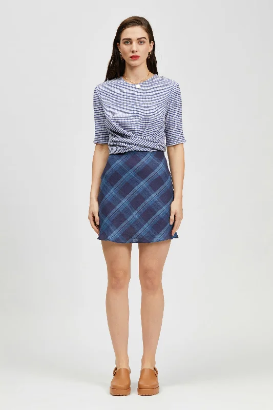 Curto Skirt Blue/Navy Check breathable skirt fabric