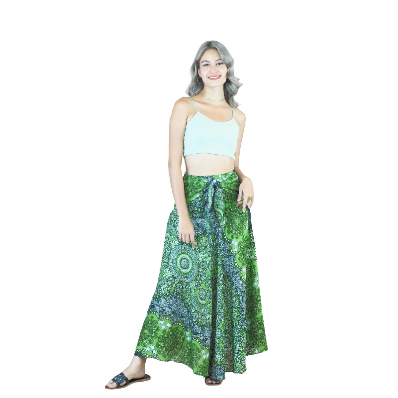Daffodils Mandala Women's Bohemian Skirt in Green SK0033 020265 04 athletic skirt fit