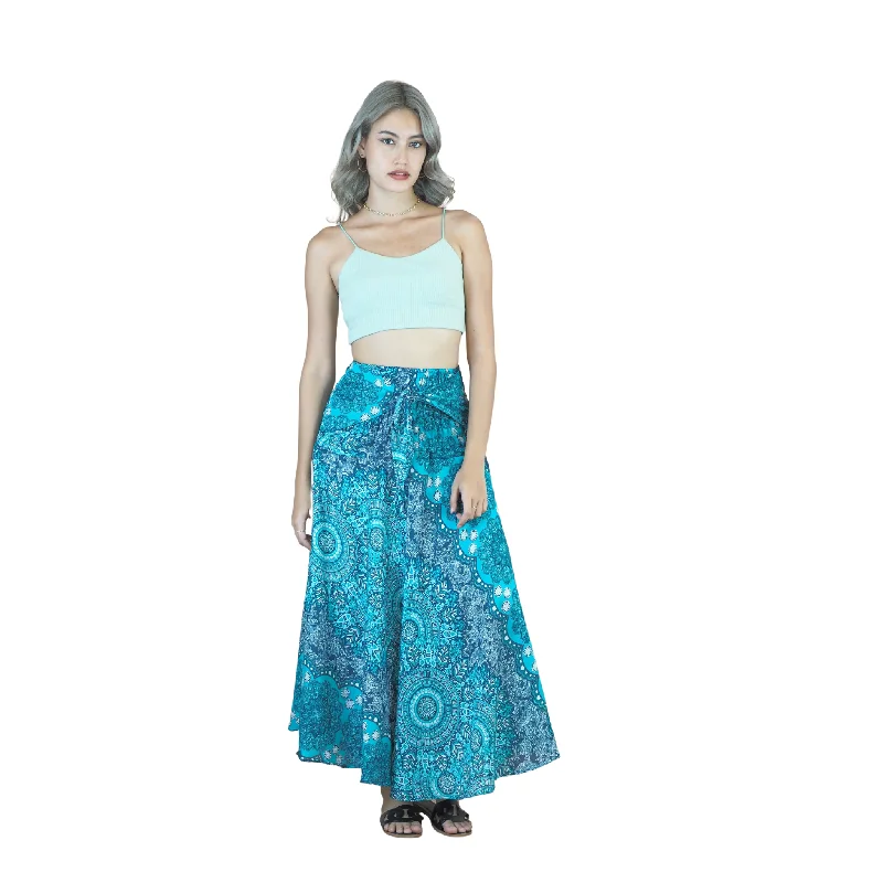 Daffodils Mandala Women's Bohemian Skirt in Ocean Blue SK0033 020265 06 patchwork skirt art