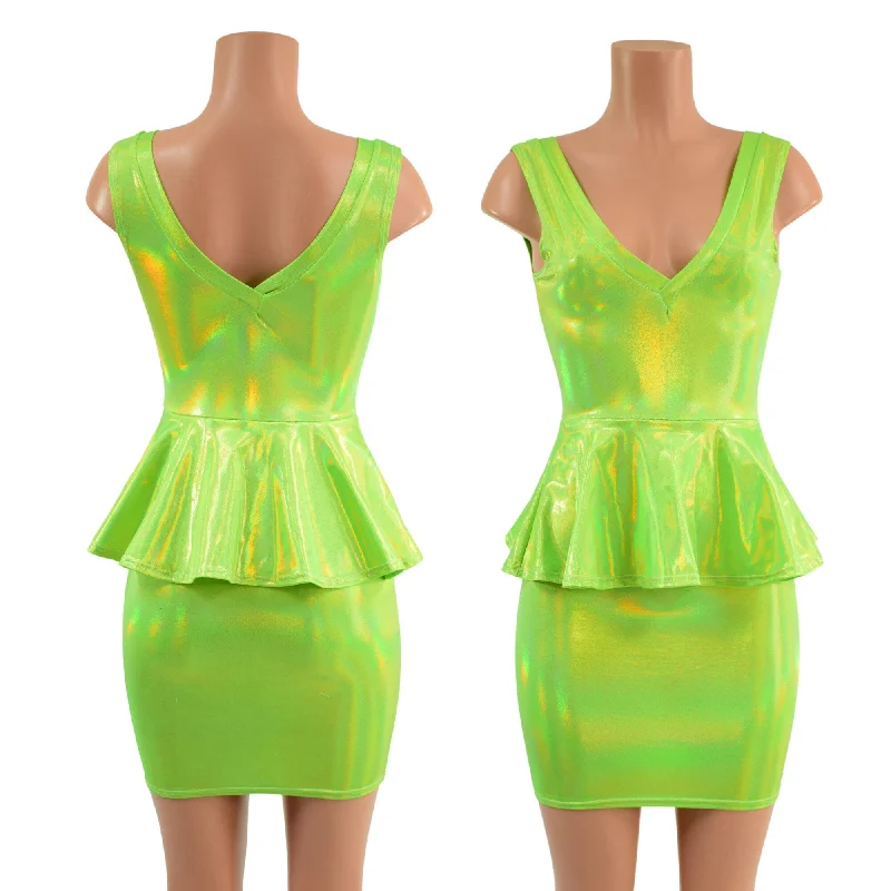 Double V Neck Peplum Top and Pencil Skirt Set vintage skirt charm