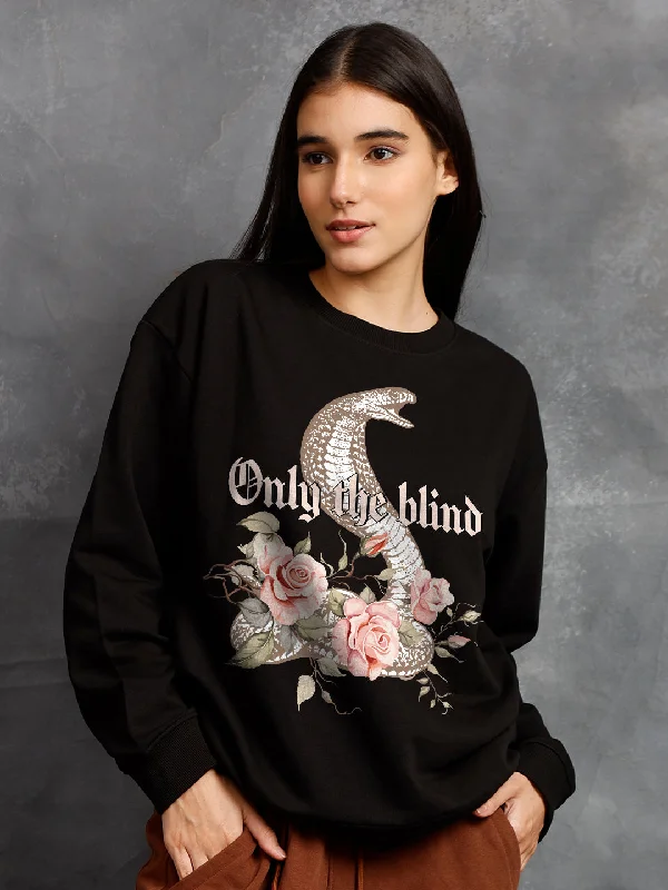 Only The Blind Women Drop Shoulder Premium Terry Sweatshirt Hoodie with Cropped Fit Short Trendy Only The Blind Women Drop Shoulder Premium Terry Sweatshirt Hoodie with Cropped Fit Short Trendy