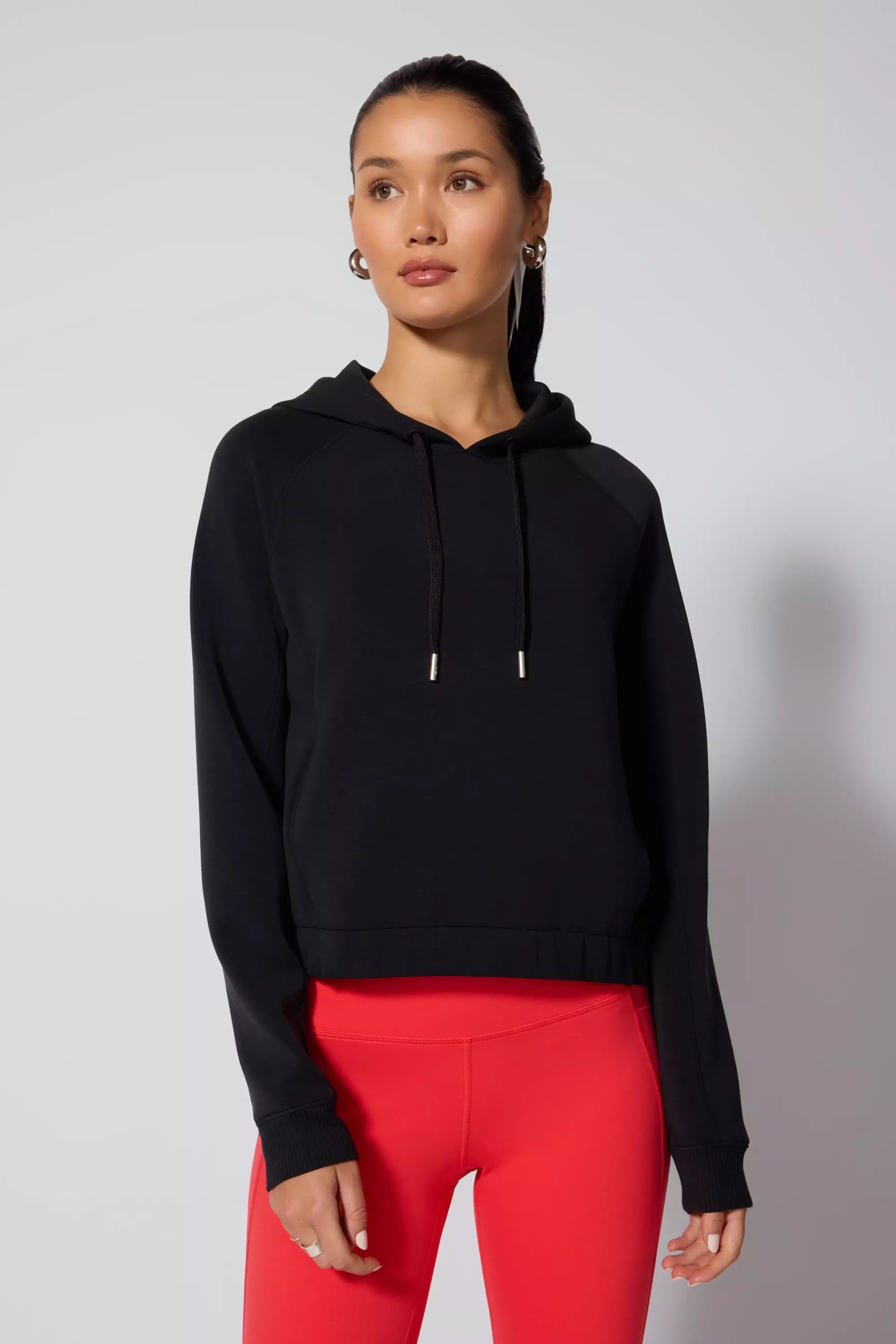 Dreamweave Hoodie - Black Hoodie with Puffed Sleeves Voluminous Trendy