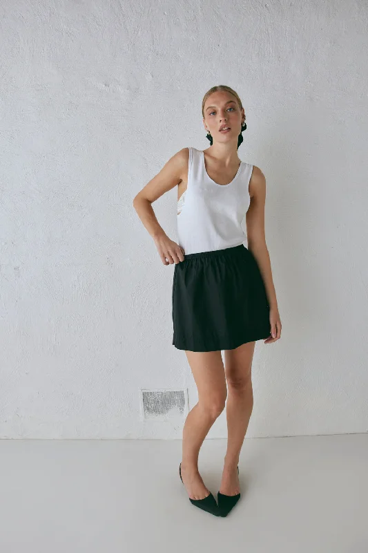Elka Mini Skirt Black belted skirt waist