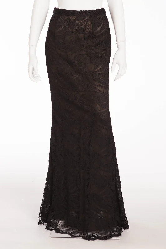 Emilio Pucci - Lace Black Maxi Skirt, IT 42 corduroy skirt textured