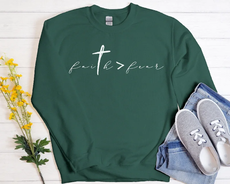 Faith over Fear - Unisex Sweatshirt Hoodie with Distressed Vintage Worn