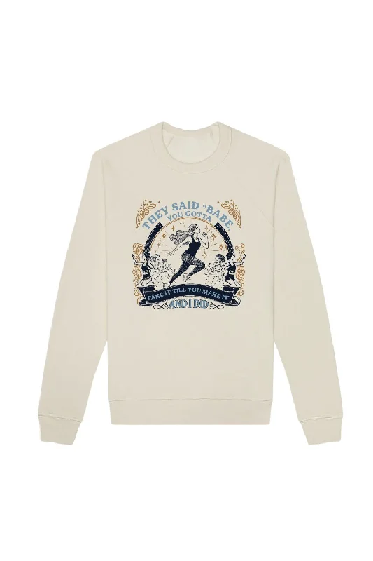 Fake It Till You Make It Sweatshirt Hoodie with Crew Neck Simple Timeless