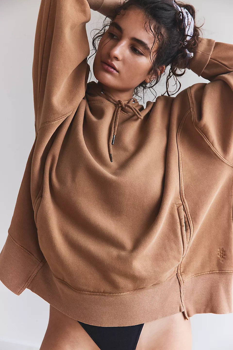 Free People Sprint To The Finish Hoodie - CAMEL Hoodie with Front Slit Layering Stylish Free People Sprint To The Finish Hoodie - CAMEL Hoodie with Front Slit Layering Stylish