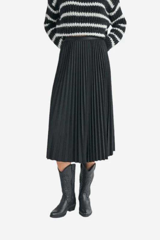 Sadie & Sage Full of Charm Midi Skirt Black velvet skirt glossy