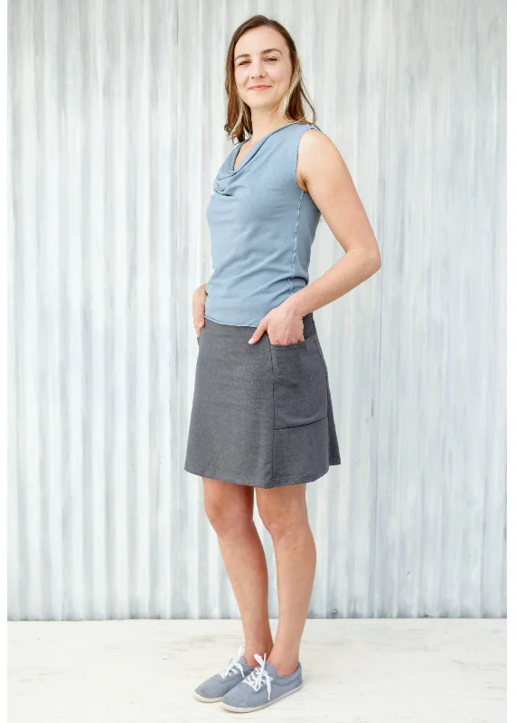 Gray Maia Pocket Skirt wool skirt sturdy