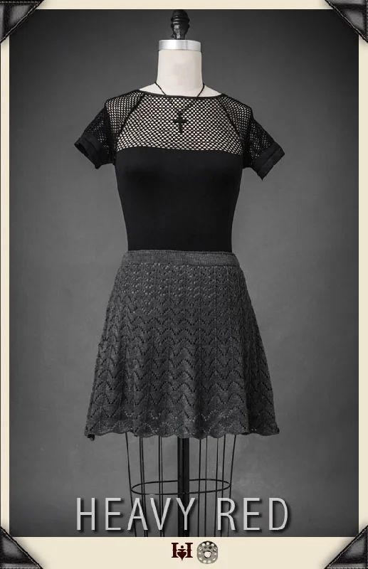 Grey Scallop Knit Skirt pencil skirt chic