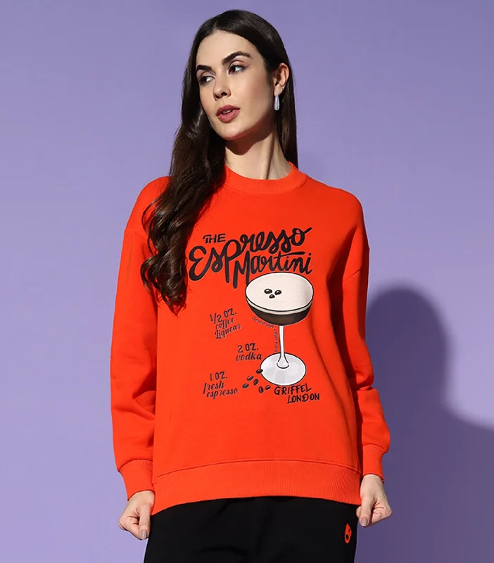 GRIFFEL Round Neck Oversized Sweatshirt Hoodie with Button Placket Classic Preppy