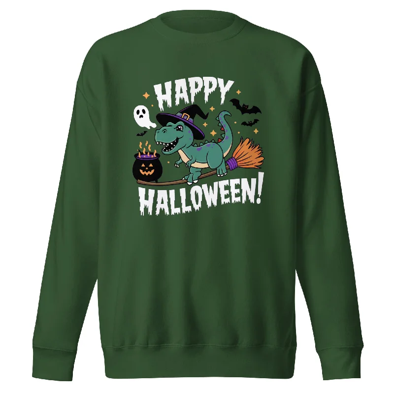 Happy Halloween Broom - Dinosaur Sweatshirt Hoodie with Toggle Buttons Decorative Unique Happy Halloween Broom - Dinosaur Sweatshirt Hoodie with Toggle Buttons Decorative Unique