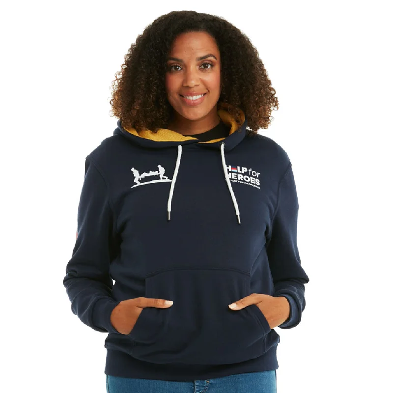 Heritage Pullover Hoody in Navy Hoodie with Rolled Sleeves Casual Relaxed