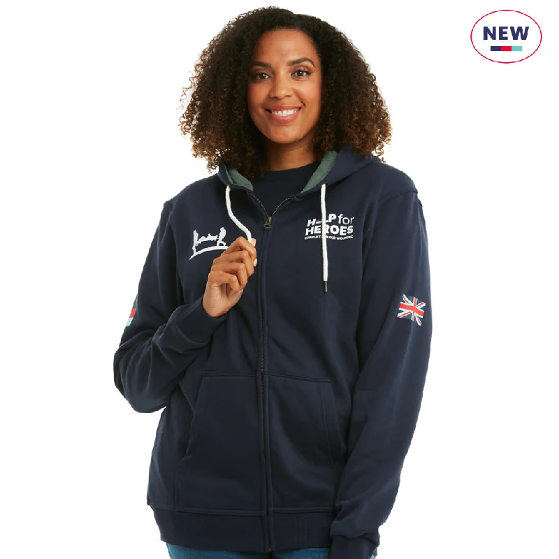 Heritage Zipped Hoody in Navy Hoodie with Back Slit Movement Comfort