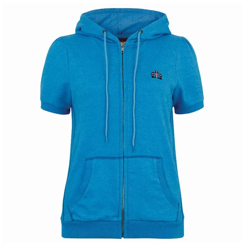 Hester Zip Thru Short Sleeve Hoodie Hoodie with Drawstring Waist Adjustable Fitted