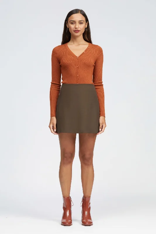 Hilden Skirt Chocolate linen skirt relaxed