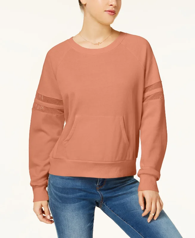 Hippie Rose Juniors Mesh Trimmed Pullover Sweatshirt Hoodie with Slim Fit Tailored Modern Hippie Rose Juniors Mesh Trimmed Pullover Sweatshirt Hoodie with Slim Fit Tailored Modern