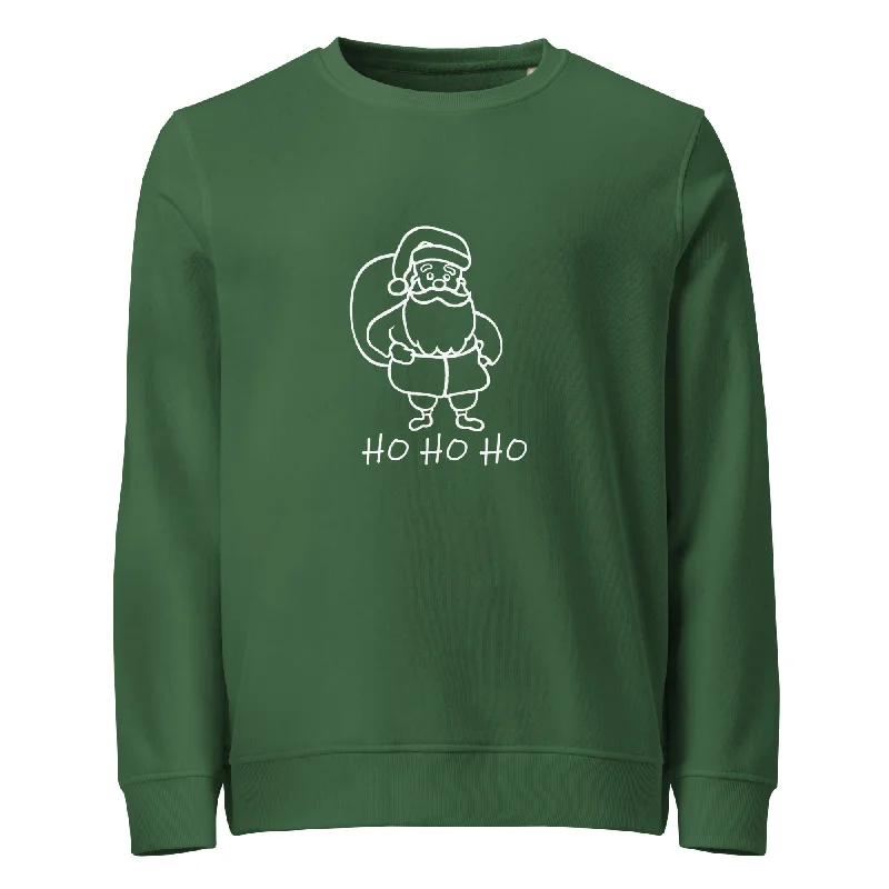 Ho Ho Ho Graphics Organic Sweatshirt Hoodie with Raw Hem Edgy Unfinished