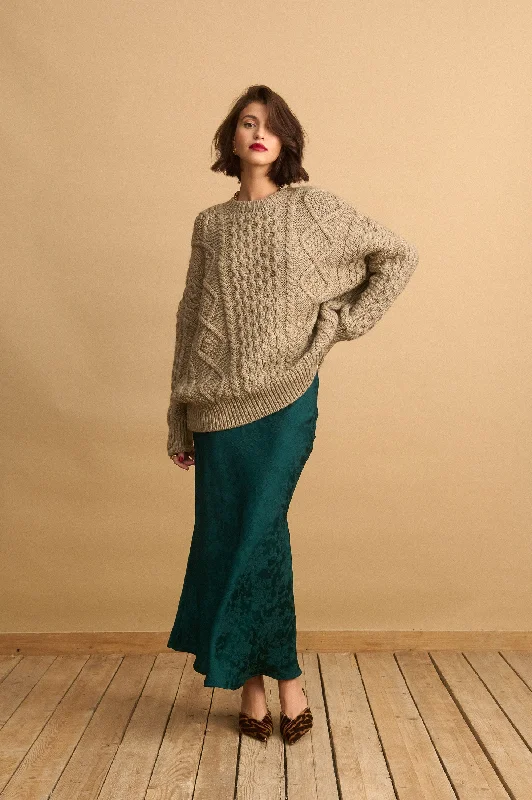 Ilaria Skirt (Green) wool skirt breathable