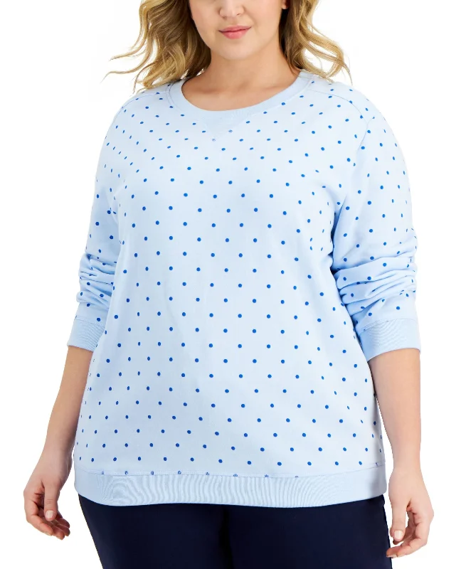 Karen Scott Plus Size Simple Dot Fleece Sweatshirt Hoodie with V-Neck Classic Versatile Karen Scott Plus Size Simple Dot Fleece Sweatshirt Hoodie with V-Neck Classic Versatile