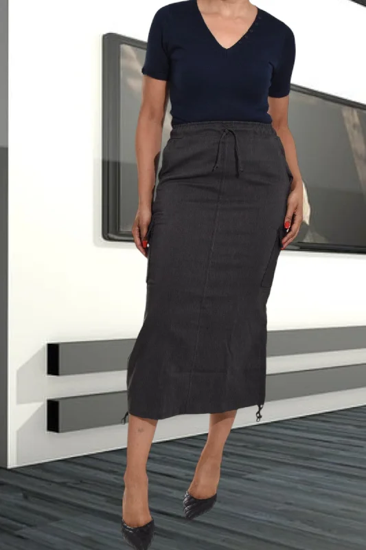 Ladies Grey Utility Skirt silk skirt lustrous