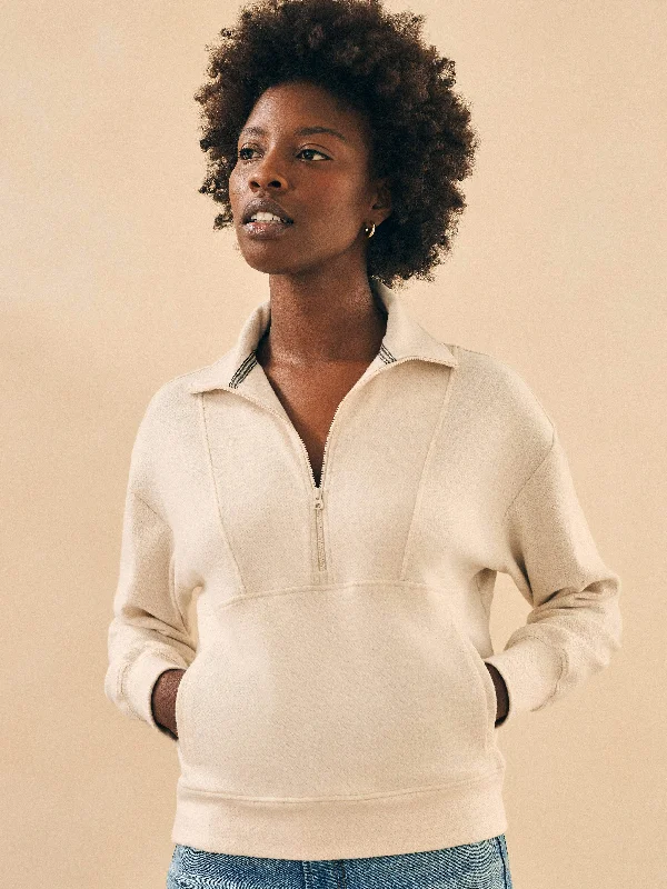 Legend™ Lounge Half Zip Sweatshirt - Off White Hoodie with Side Slits Relaxed Casual Legend™ Lounge Half Zip Sweatshirt - Off White Hoodie with Side Slits Relaxed Casual