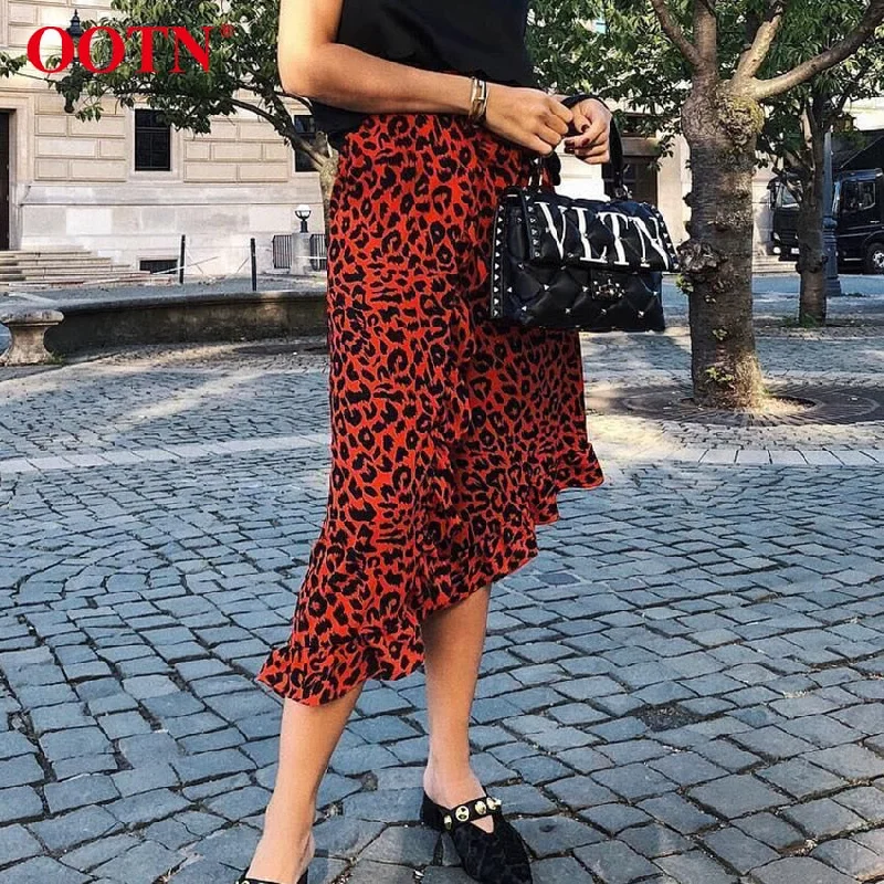 Leopard Long Skirt Women High Waist Midi Skirt lightweight skirt design