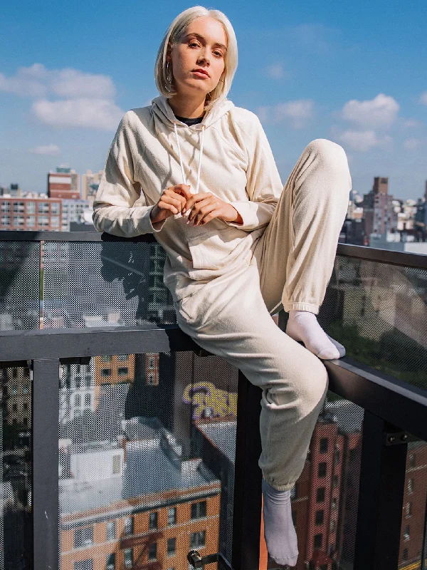 Lived In Lounge Hoodie - Sand Hoodie with Belted Waist Structured Tailored