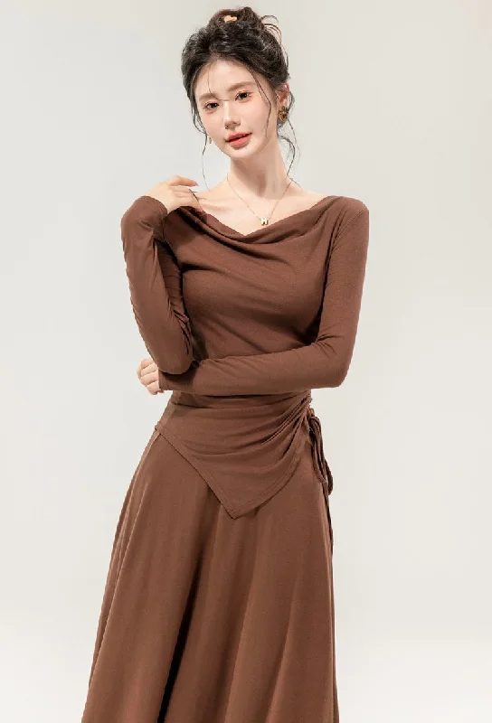 Mia Drawstring Coord Set - Set of Top and Skirt corduroy skirt cozy