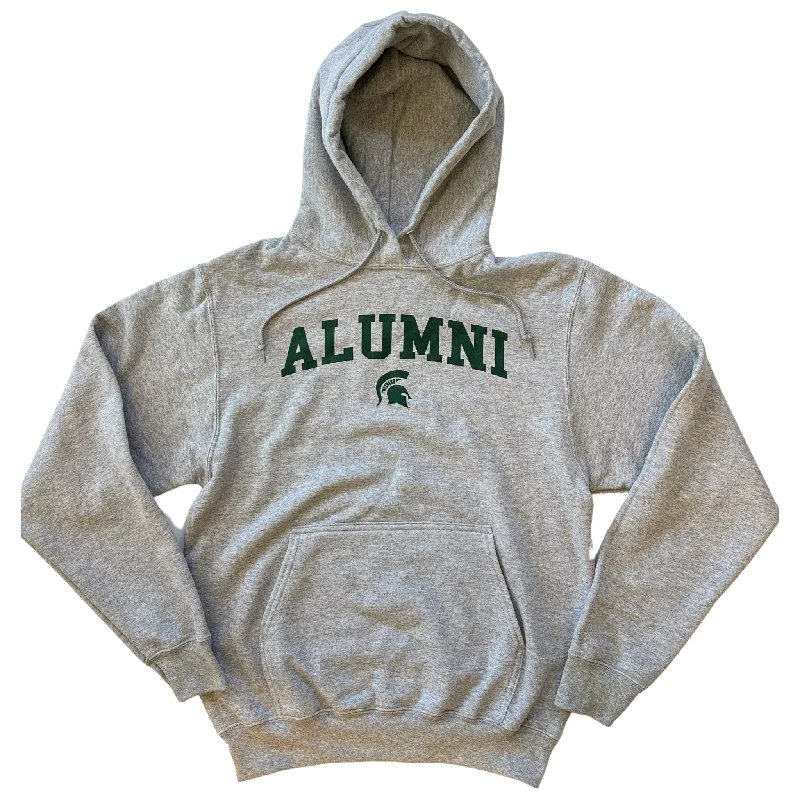 Michigan State Alumni Gray Hoodie Hoodie with Tie-Dye Psychedelic Retro