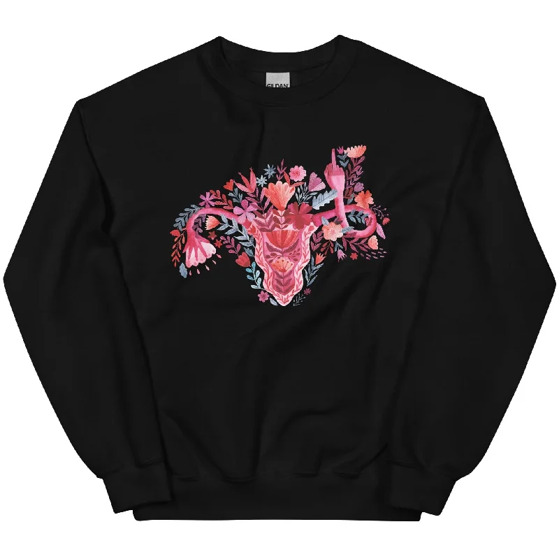 Middle Finger Watercolor Uterus -- Sweatshirt Zip Hoodie Drawstring Kangaroo Pocket
