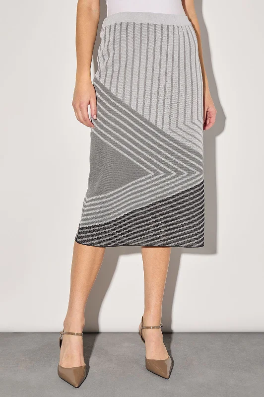 Midi Pencil Skirt - Stripe Color Block Soft Knit patchwork skirt art