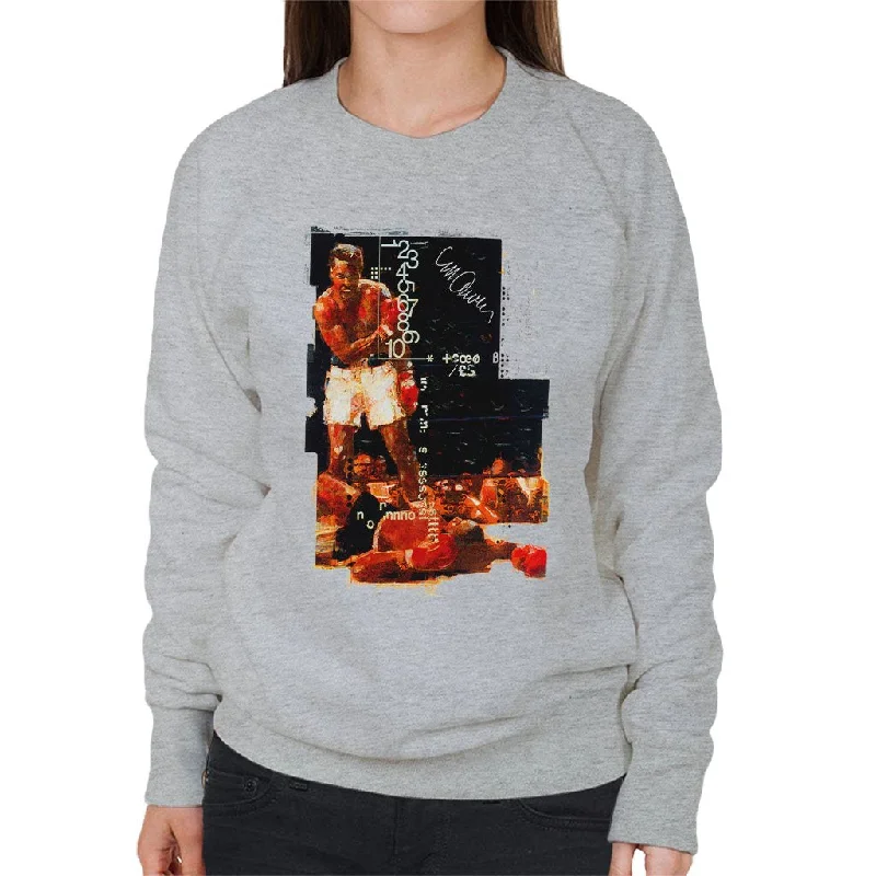 Muhammad Ali Sonny Liston Knockout Women's Sweatshirt Hoodie with Stripes Bold Sporty Muhammad Ali Sonny Liston Knockout Women's Sweatshirt Hoodie with Stripes Bold Sporty