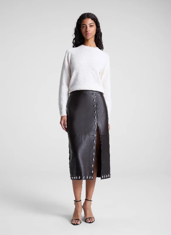 Naomi Studded Leather Midi Skirt wrap skirt elegant
