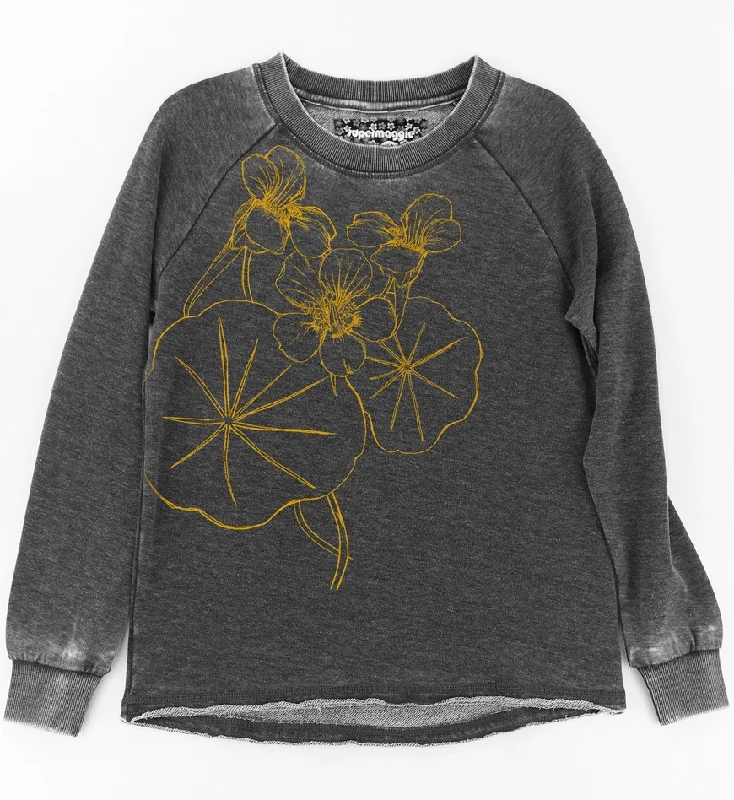 Nasturtiums Bibi Sweatshirt - Asphalt Hoodie with Pocket Utility Practical