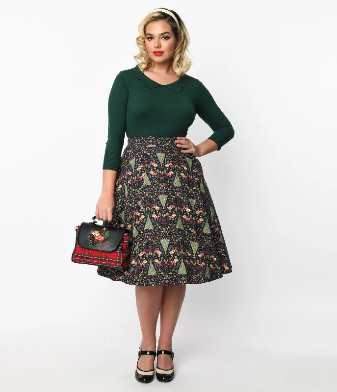 Navy Heritage Scandi Swing Skirt asymmetrical skirt cut
