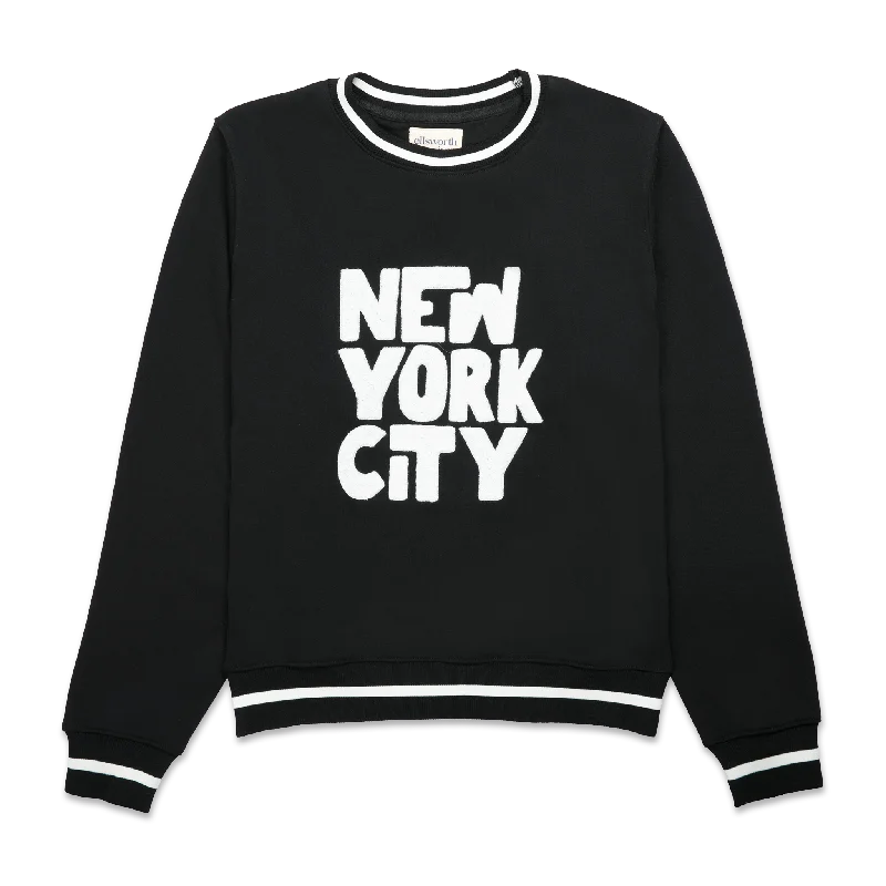 New York City Sweatshirt Hoodie with Mock Neck Collared Structured