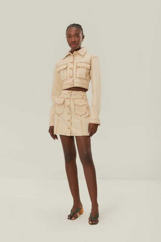 Off-White Gabardine Mini Skirt wool skirt warm