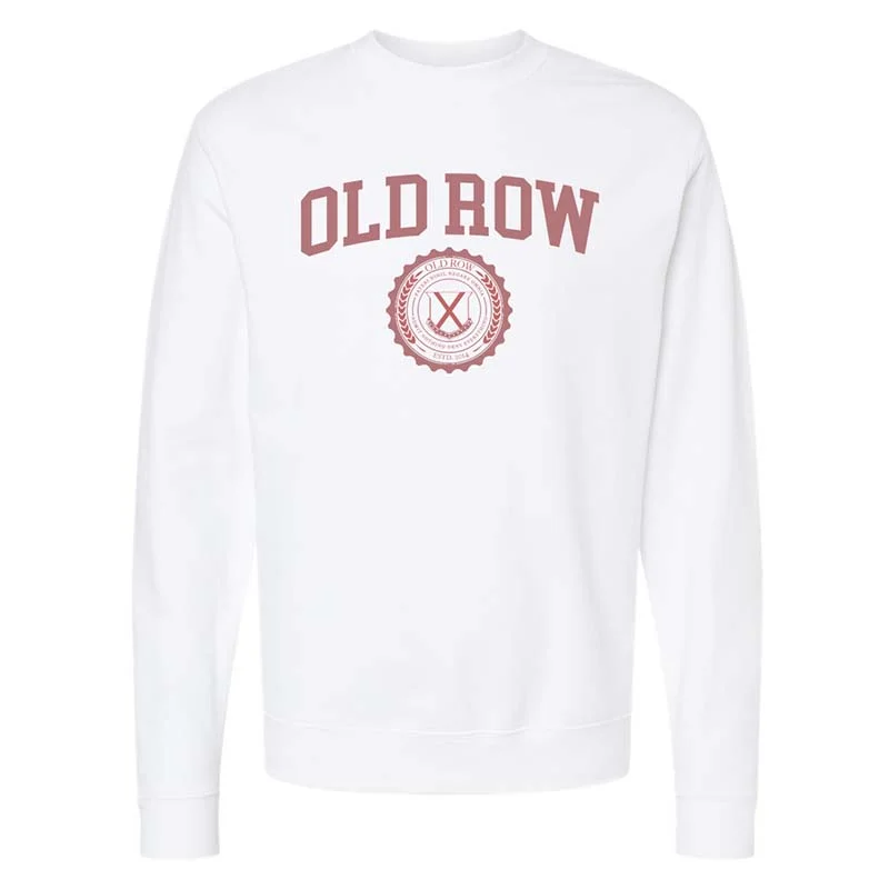 Crest Badge Crewneck Sweatshirt in White Hoodie with Emblem Brand Identity