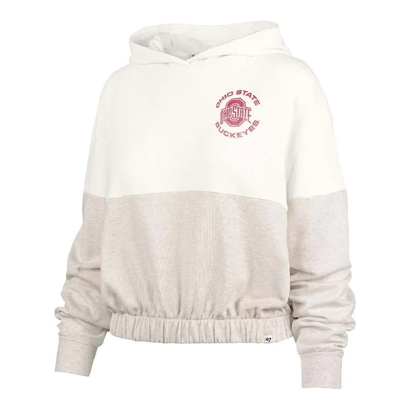 Ladies Ohio State Buckeyes Bonita Boca Terry Cream Sweatshirt Hoodie with Patch Decorative Personalized Ladies Ohio State Buckeyes Bonita Boca Terry Cream Sweatshirt Hoodie with Patch Decorative Personalized