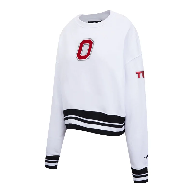 Ladies Ohio State Buckeyes Pro Standard Block O Crewneck Sweatshirt Hoodie with Hidden Zipper Minimalist Clean Ladies Ohio State Buckeyes Pro Standard Block O Crewneck Sweatshirt Hoodie with Hidden Zipper Minimalist Clean